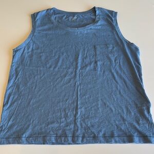 Made well basic sleeveless T-shirt, Blue Sleeveless Top
